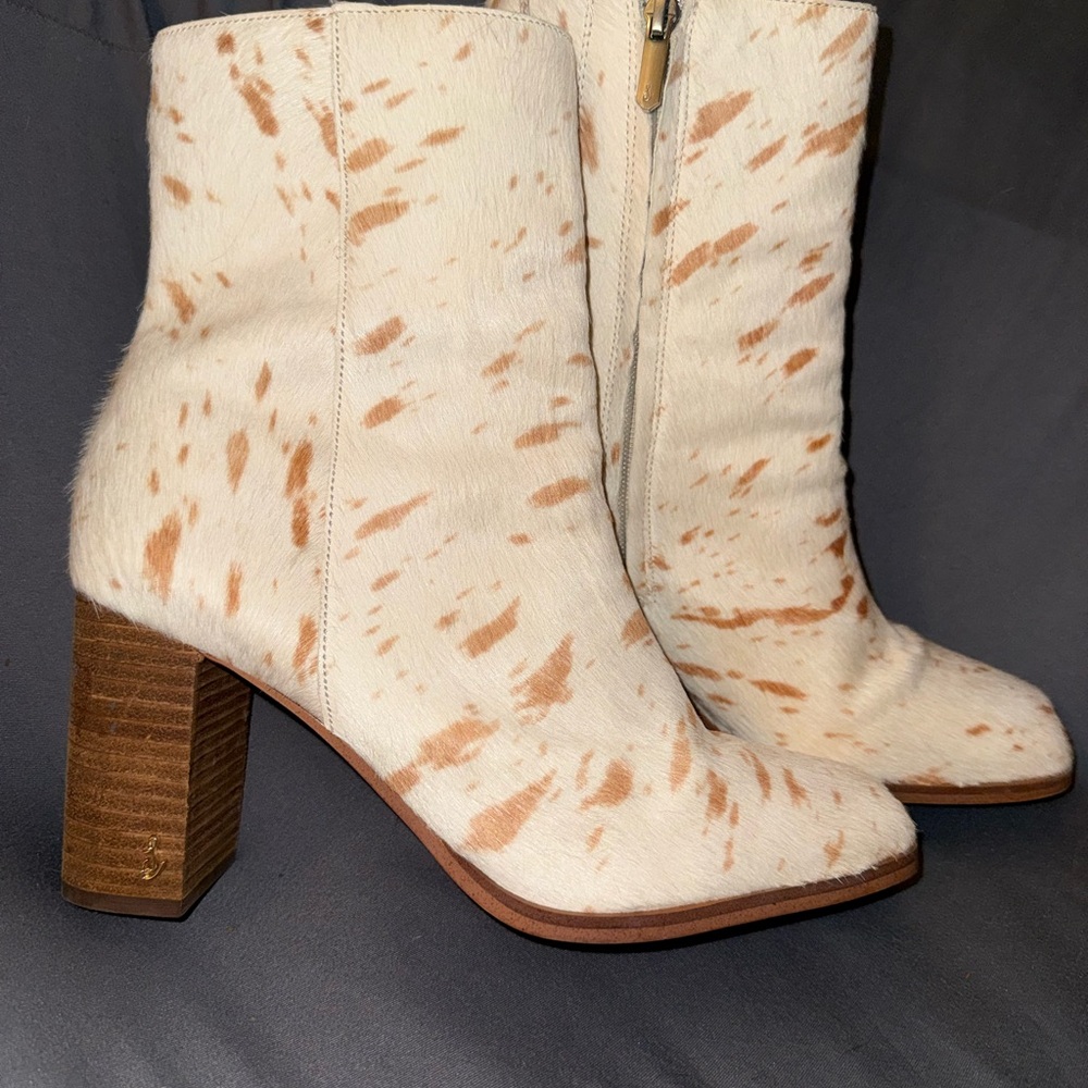 Sam Edelman Cream and Tan Heeled Boots